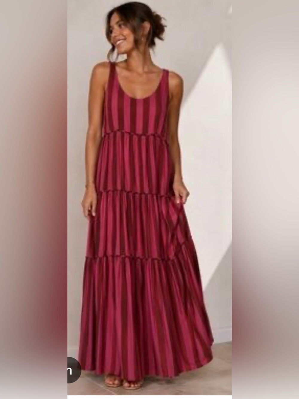 NWT Cloth & Portrait Pink & brown Striped Maxi Dress Women's Size - XL